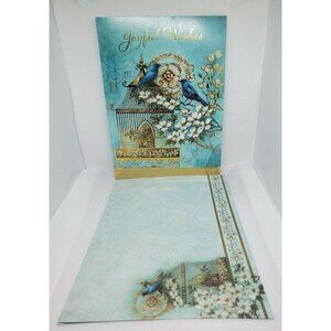 Joyful Wishes Bird & Bird Cage Gold Trim Thoughts & Inspirations Greeting Card